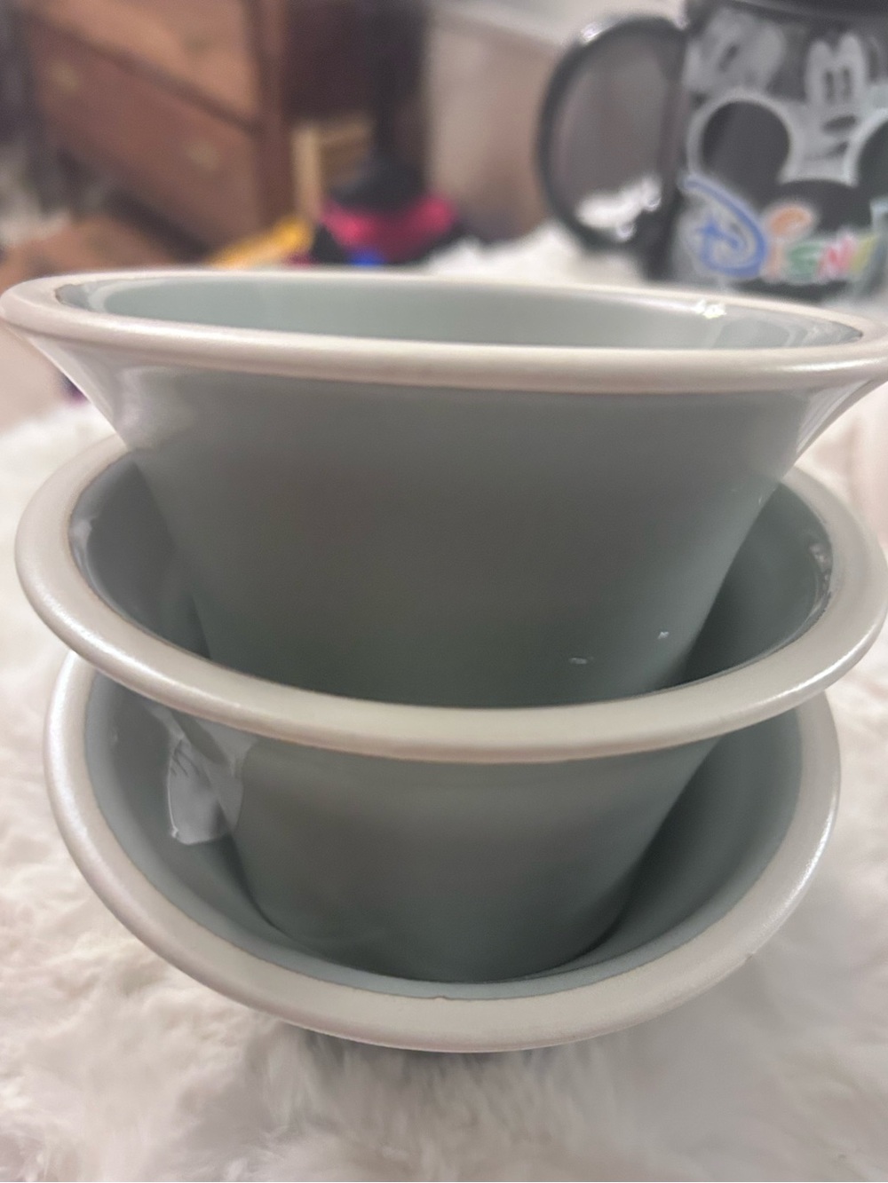 SET OF 3 SONOMA MENDOCINO SKY OATMEAL DESSERT BOWLS BLUE 4 3/4"